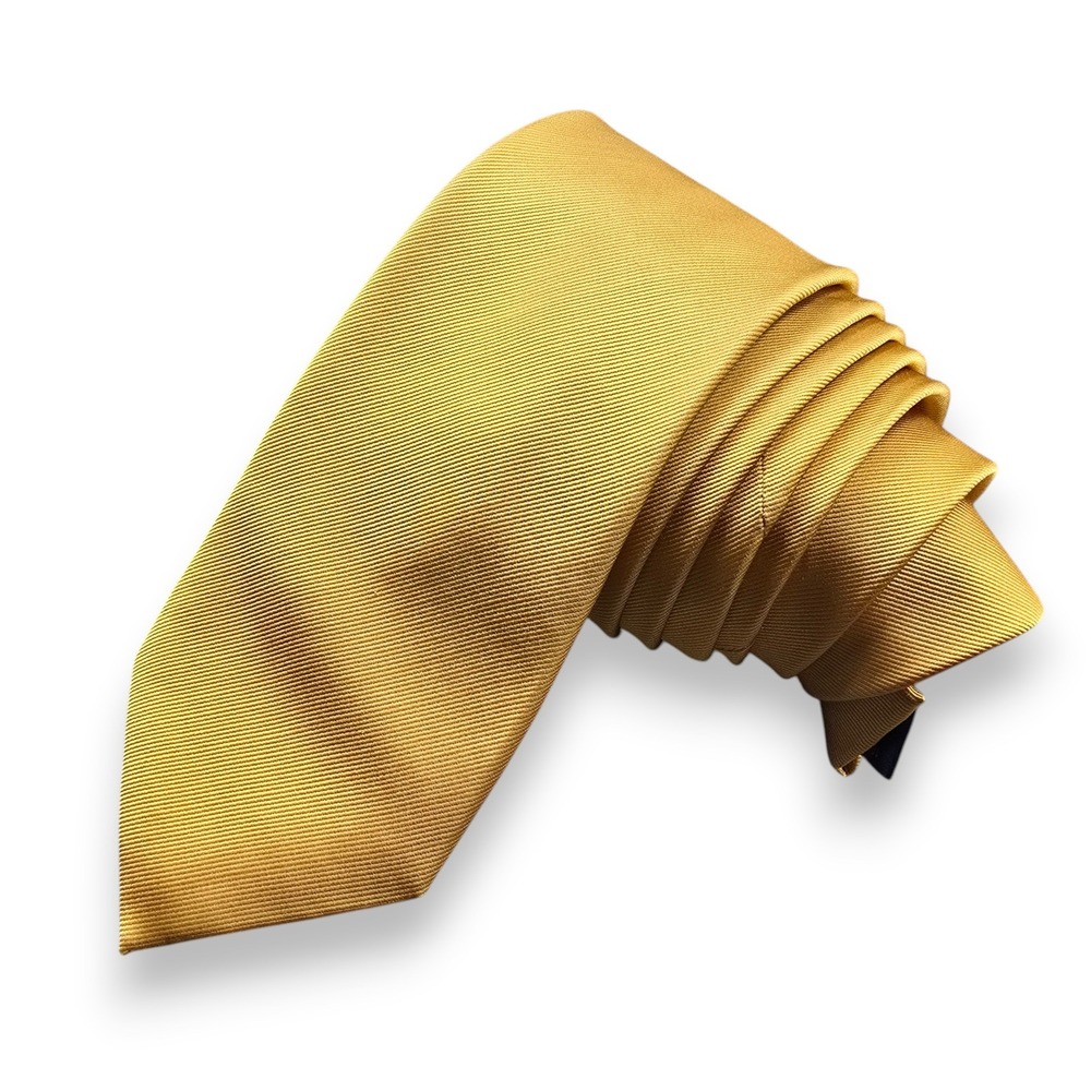 Suitsupply Mens Silk Tie Golden Mustard Yellow Ribbed Solid Formal Necktie 59x3